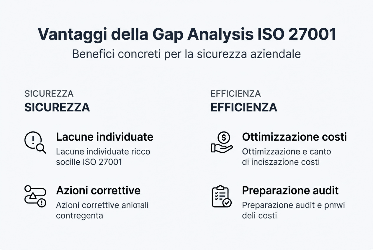 Infografica: i benefici dell'analisi delle lacune per la certificazione ISO 27001