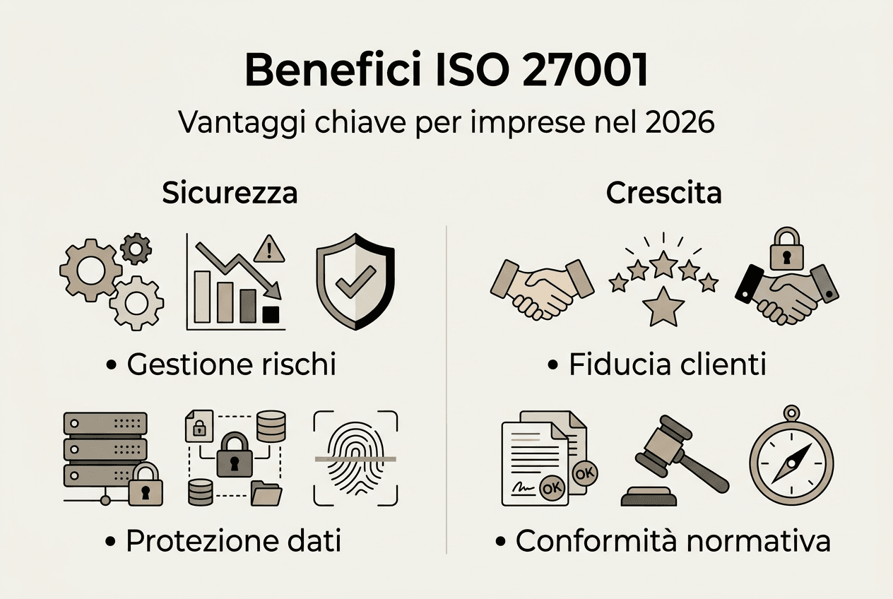 Infografica: i vantaggi chiave dell’implementazione della ISO 27001 in azienda